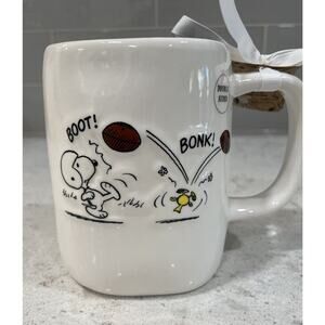 GAME DAY Football Rae Dunn x Peanuts Snoopy & Woodstock Coffee Tea 19oz Mug NEW